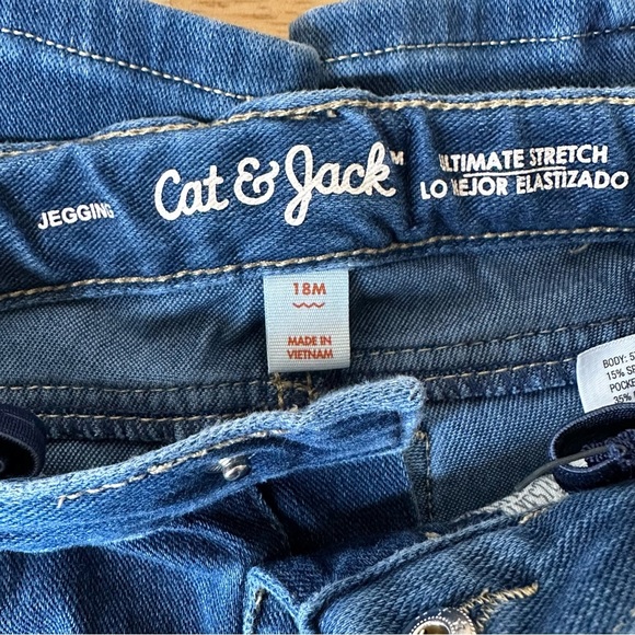 CAT & JACK BABY GIRL BLUE DENIM JEGGING SIZE 18M - Picture 5 of 8